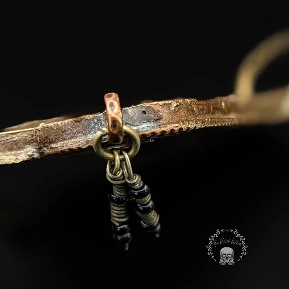 Antique Low Silver and Brass Turkman Asysk Talisman Pendant with Carnelian Stone - Picture 8 of 8